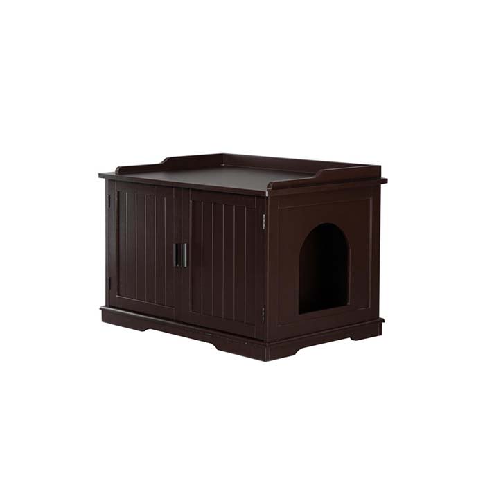 FCH Ktaxon Double-Door Wooden Cat Litter Box Enclosure Cabinet Walmart