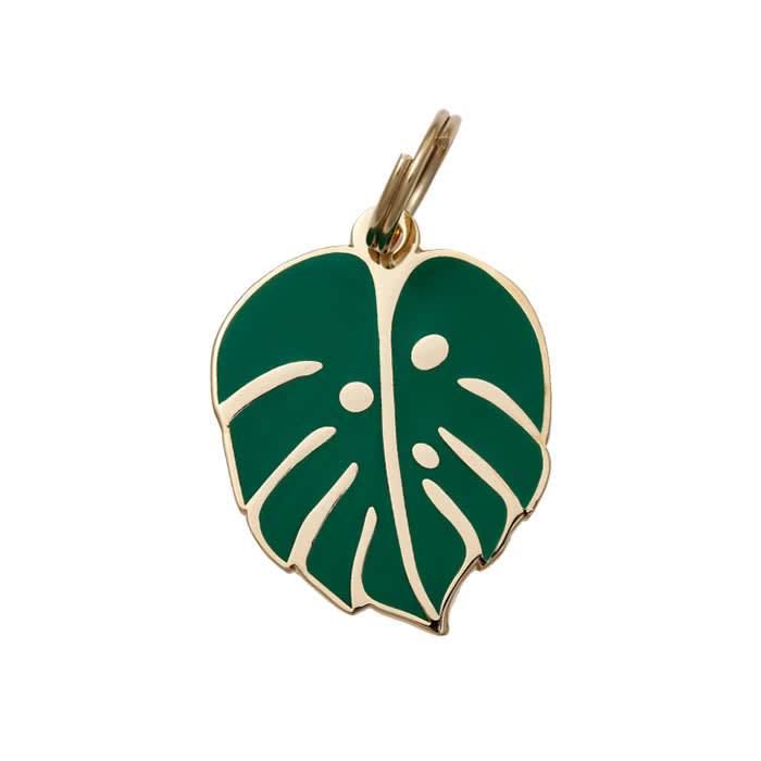 Two Tails monstera pet ID tag