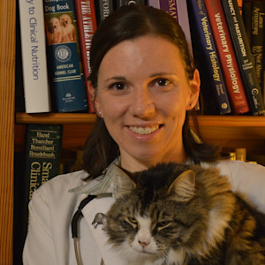 Dr. Chryle Bonk holds a cat