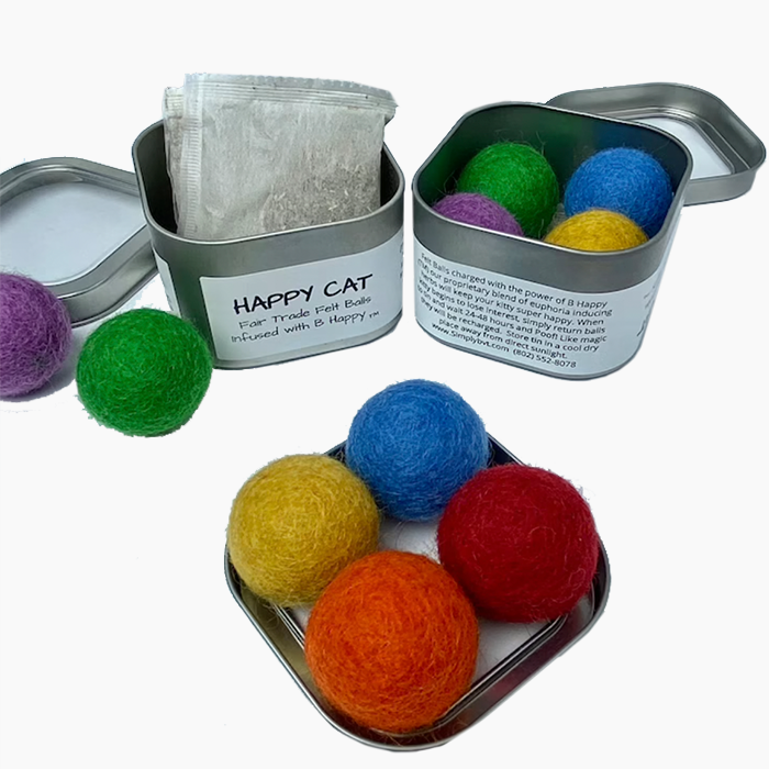 Catnip Infused Felted Balls with Recharging Tin by Simply B Vermont