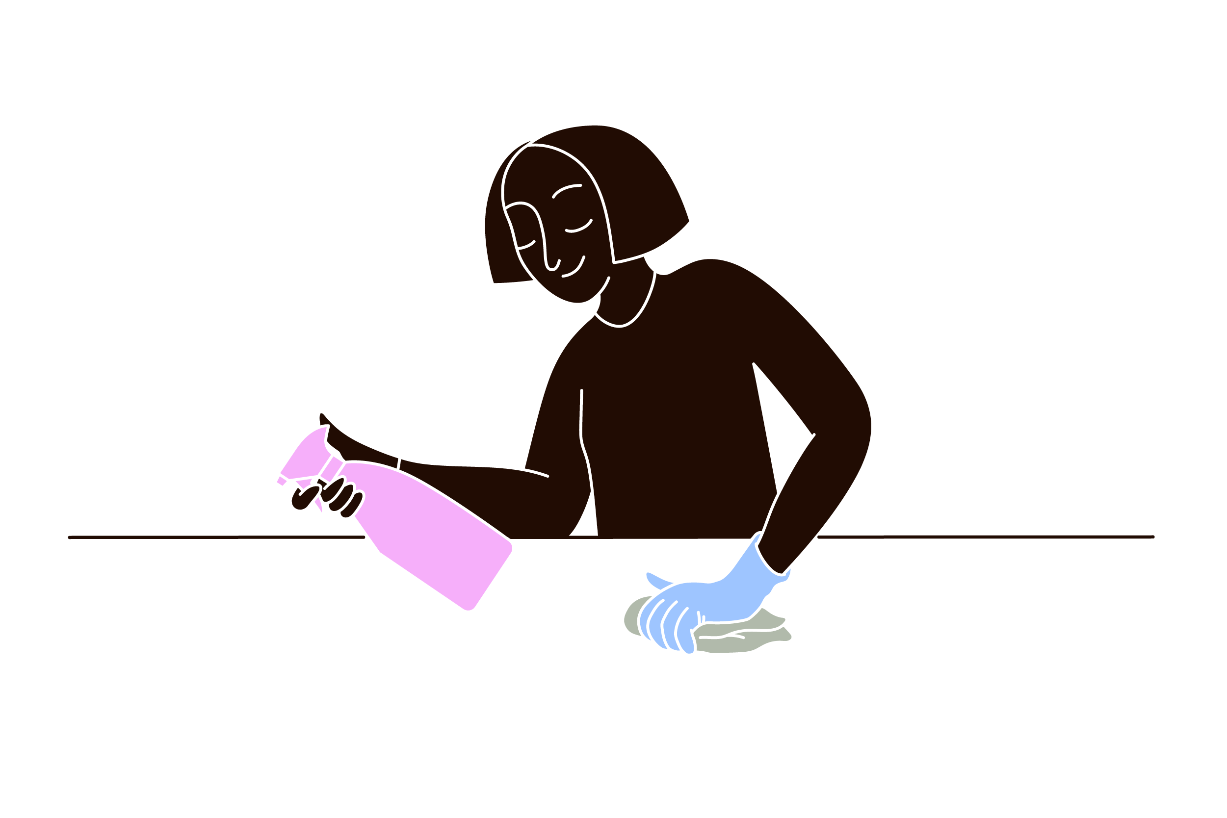 pet parent cleaning up the surface after cat anal gland expression