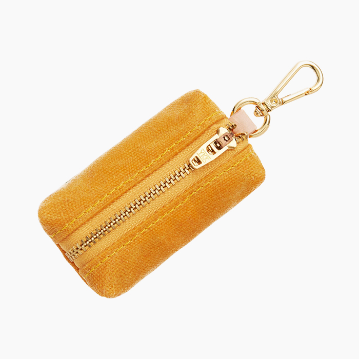 yellow suede poop bag holder