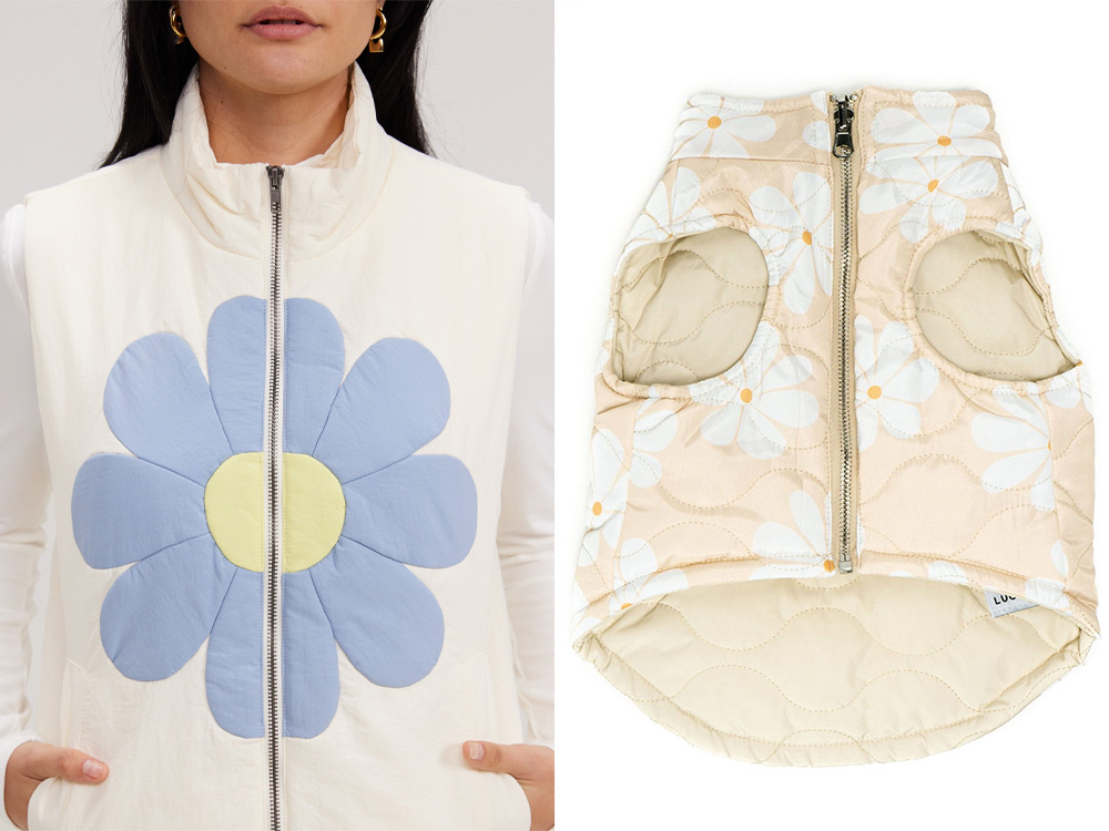 floral themed human and pet sweaters