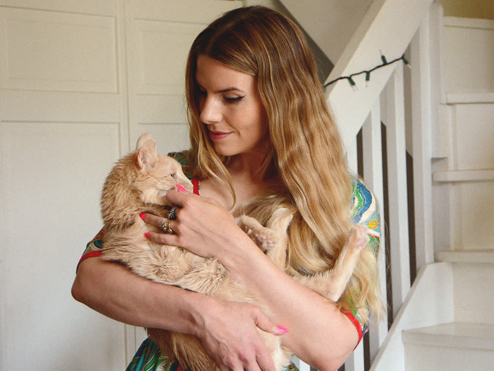 Laura McLaws Helms with her cat