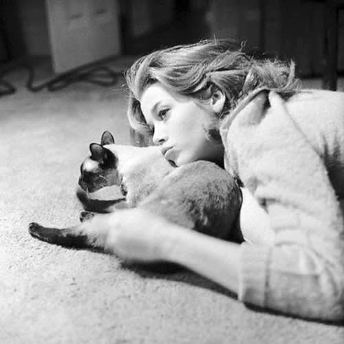 Jane Fonda with a cat