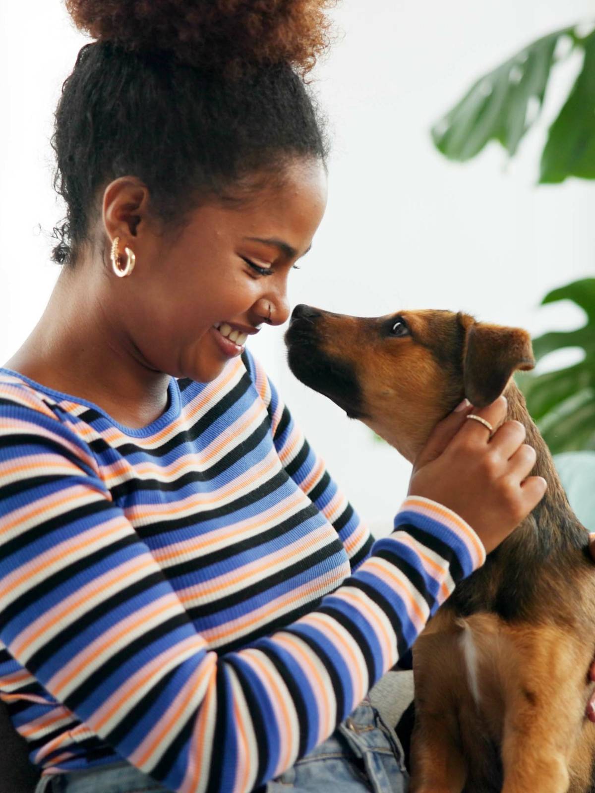 Woman hugging a dog