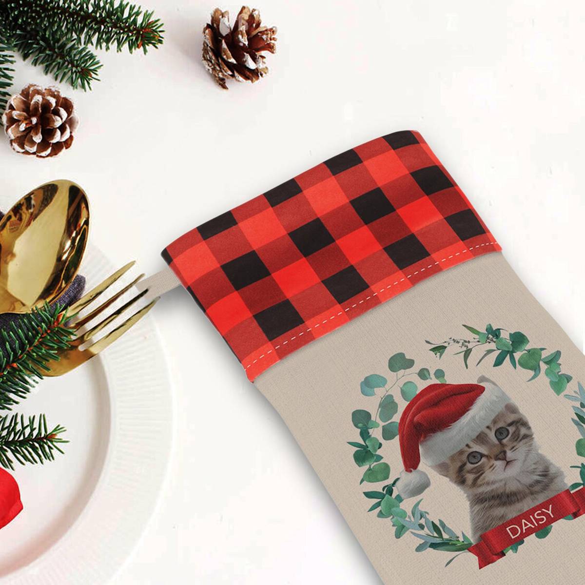 Personalised cat Christmas stocking