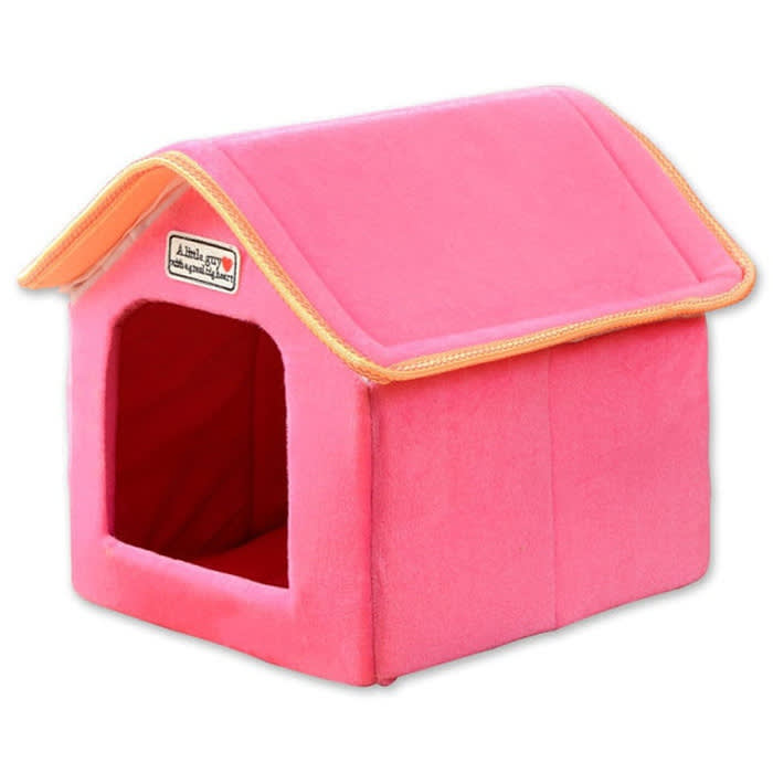 pink Pet Bed Supplies Pet House Foldable Bed With Soft Cushion
