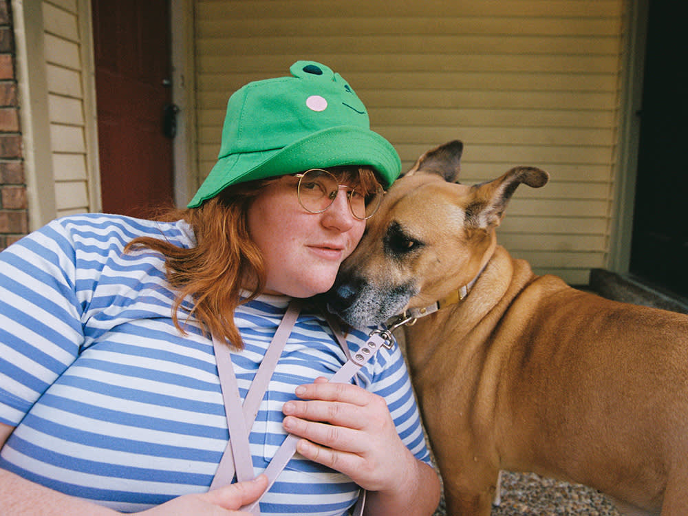 Cubby snuggles Corook's left cheek