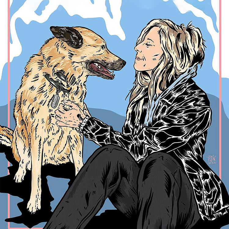 Singer Bully and her large dog named Mezzi.
