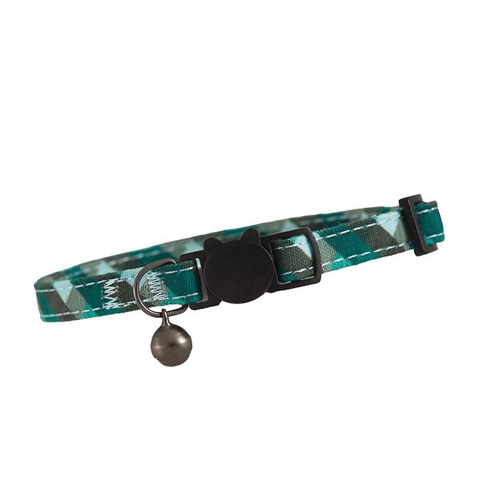 Whisker City green plaid cat collar