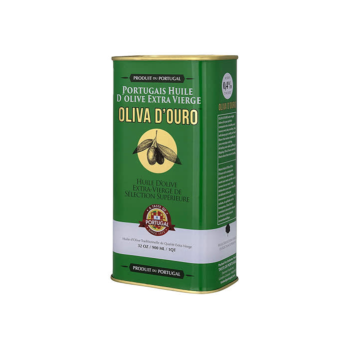 green tin of olive oil