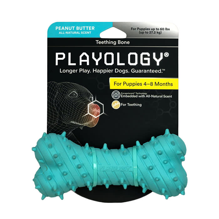 Playology Puppy Teething Bone Peanut Butter Dog Toy