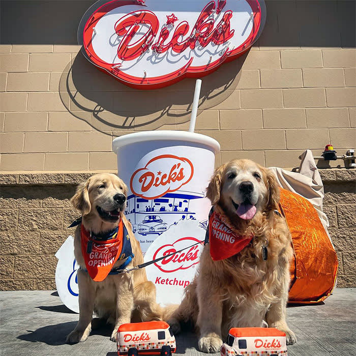 two dogs outside of Dick's