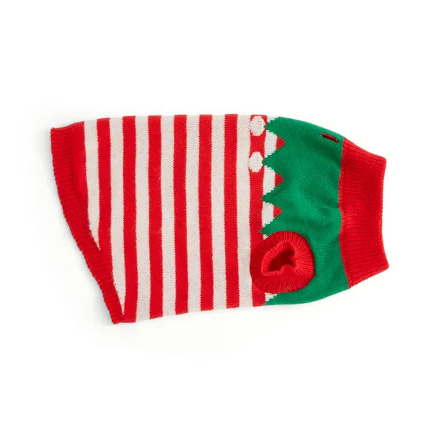 dunelm dog christmas jumper with red and white stripe