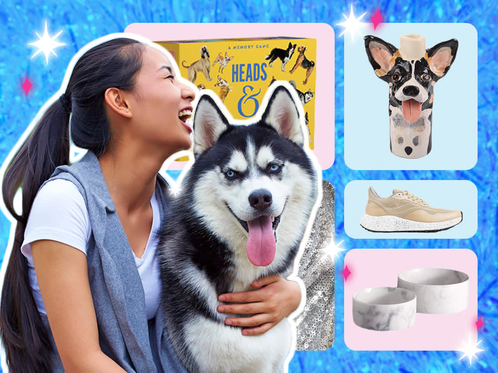 Young Asian Woman With Her Husky Dog.