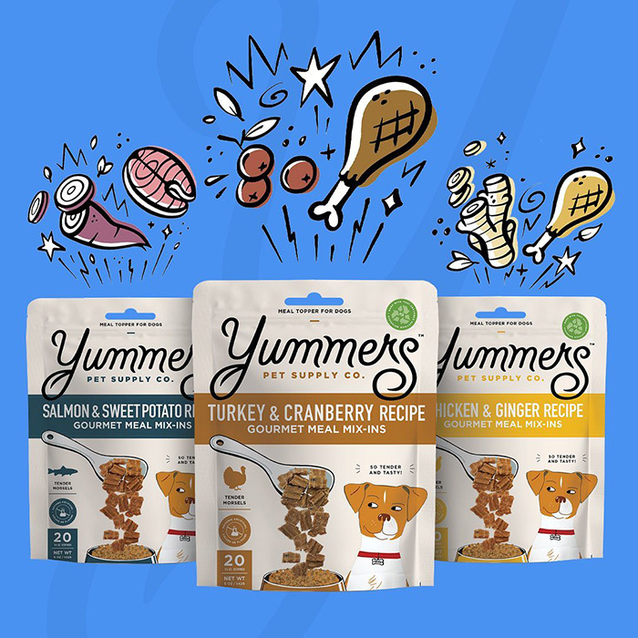 three flavors of dog food