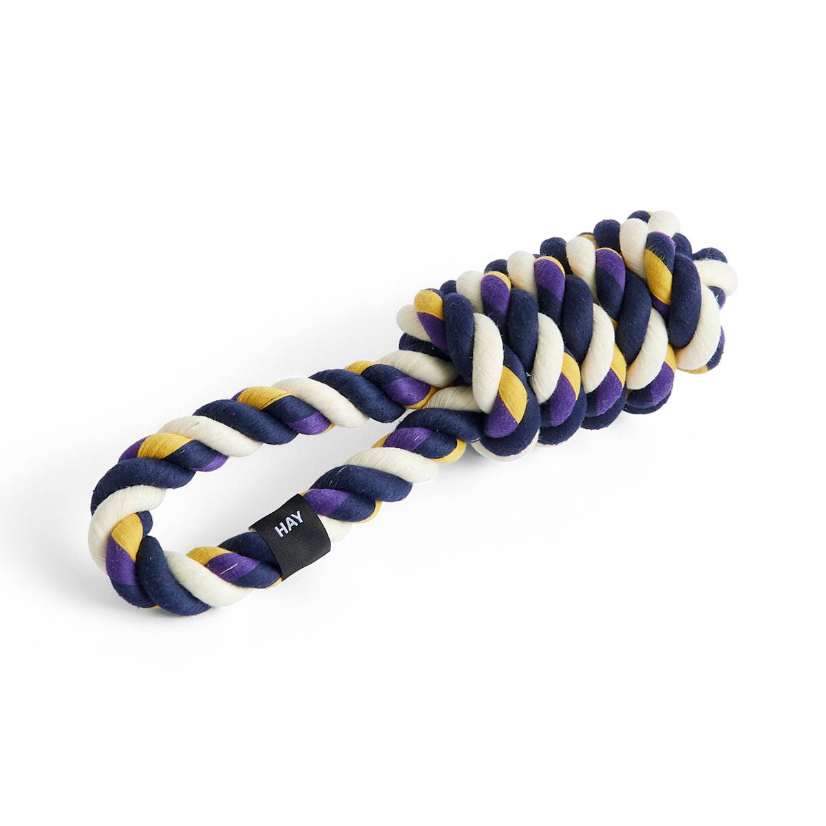 HAY Design dog rope toy in purple yellow and white