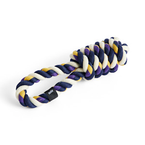 HAY Design dog rope toy in purple yellow and white