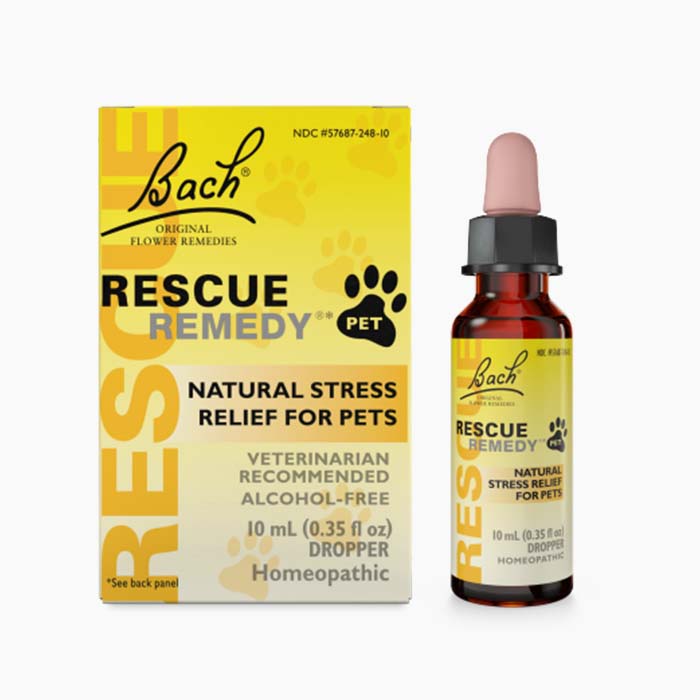 Box and bottle of Rescue Remedy Natural Stress Relief for Pets