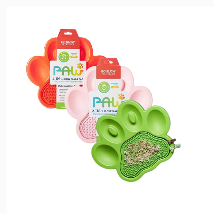 the paw feeder in three colors