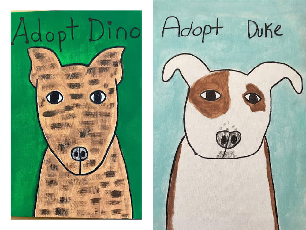 paintings of Duke and Dino from Rescue Advocates of Long Island