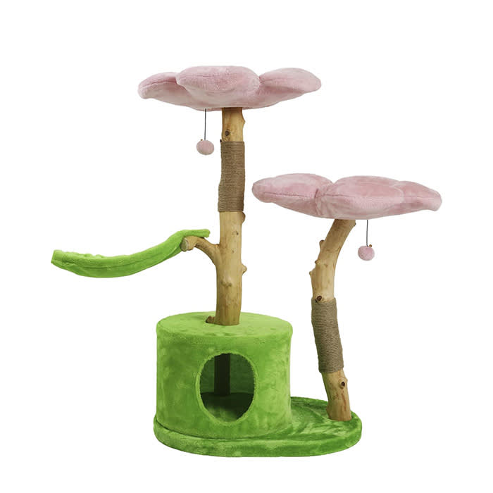 KBSPETS Wood Floral Cat Tree