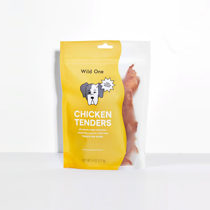 chicken tender treats in yellow bag