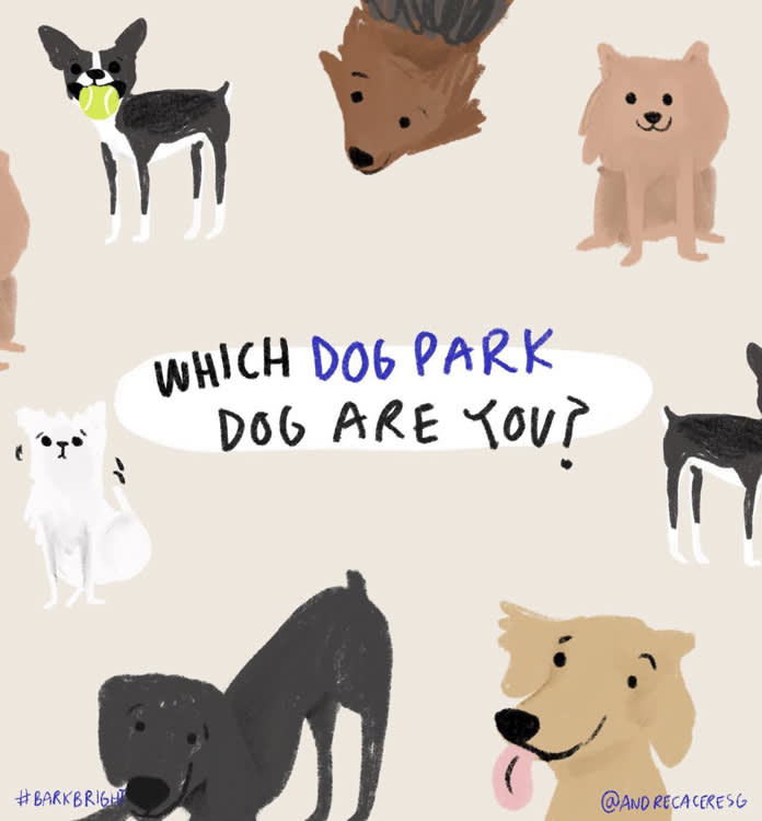 andrea caceres illustration, Which Dog Park Dog Are You? 