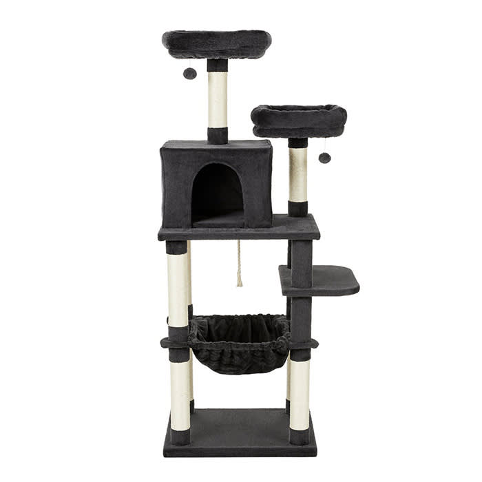 Frisco 64-in Cat Tree with Hammock Condo 2 Top Perches with Bed