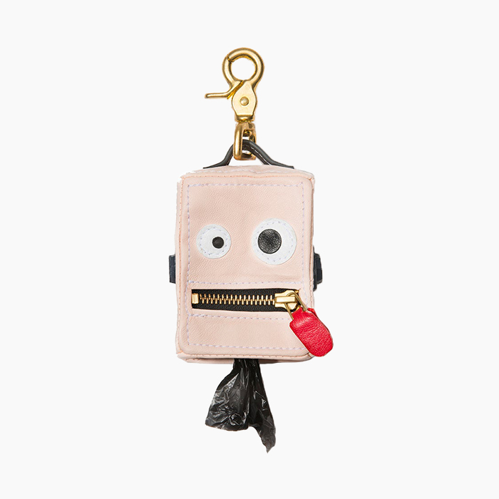 pink robot poop bag holder
