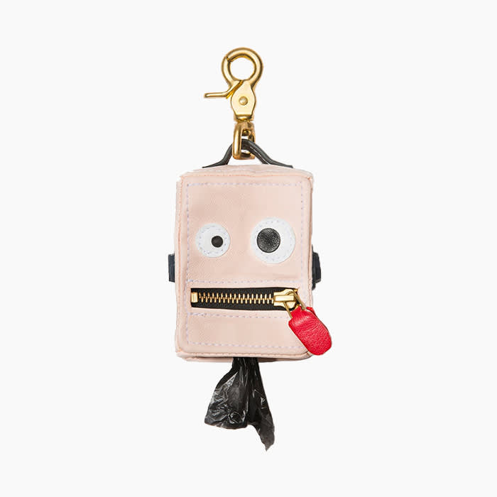 pink robot poop bag holder