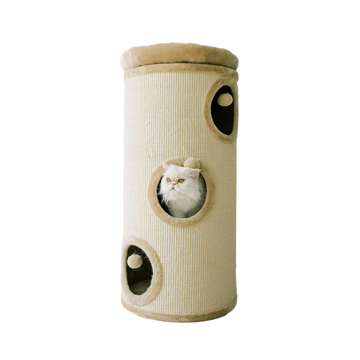 PAWMONA 38.5-inch 3 Story Cat Tree Condo Barrel Tower 
