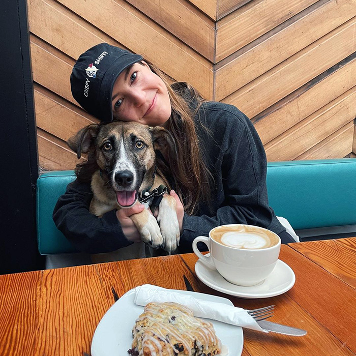 a dog at Red Arrow coffee