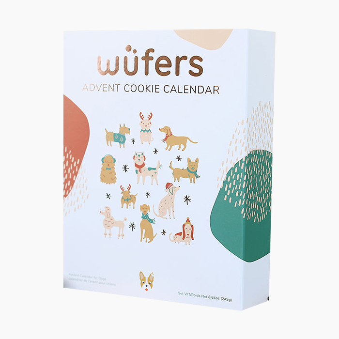 cookie calendar for dogs in a white box