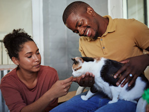 Couple with a cat