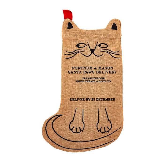 hessian stocking in shape of cat