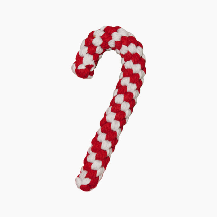 red and white candy cane shaped toy