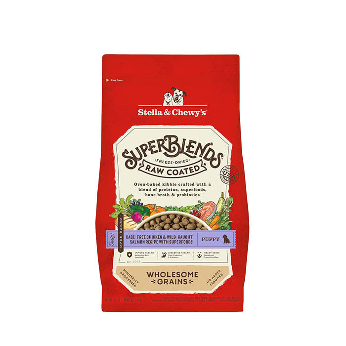 Stella & Chewy's SuperBlends Raw Coated Wholesome Grains Puppy Cage-Free Chicken & Wild-Caught Salmon Recipe with Superfoods Dry Dog Food