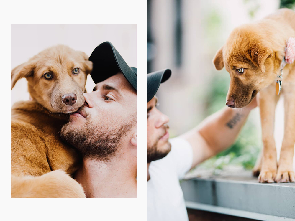 Gus Kenworthy kissing his dog Birdie