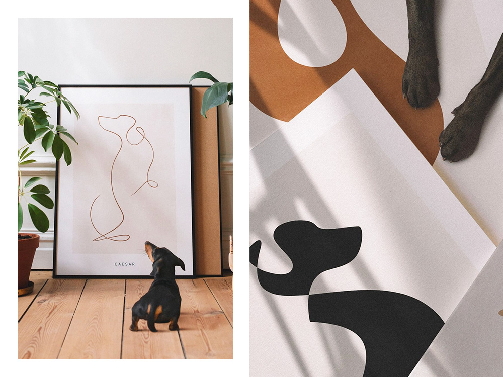 a small black dog; an Animalist illustration