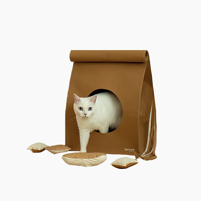 cat house shaped like paper bag