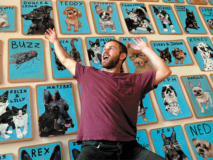 Ben Lenovitz with his pet portraits 