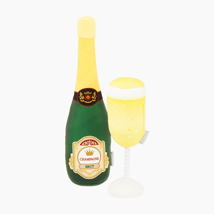 champagne dog toy