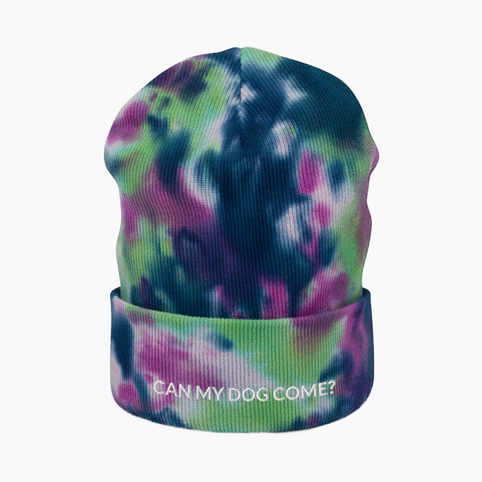 "can my dog come?" Tie-Dye Beanie
