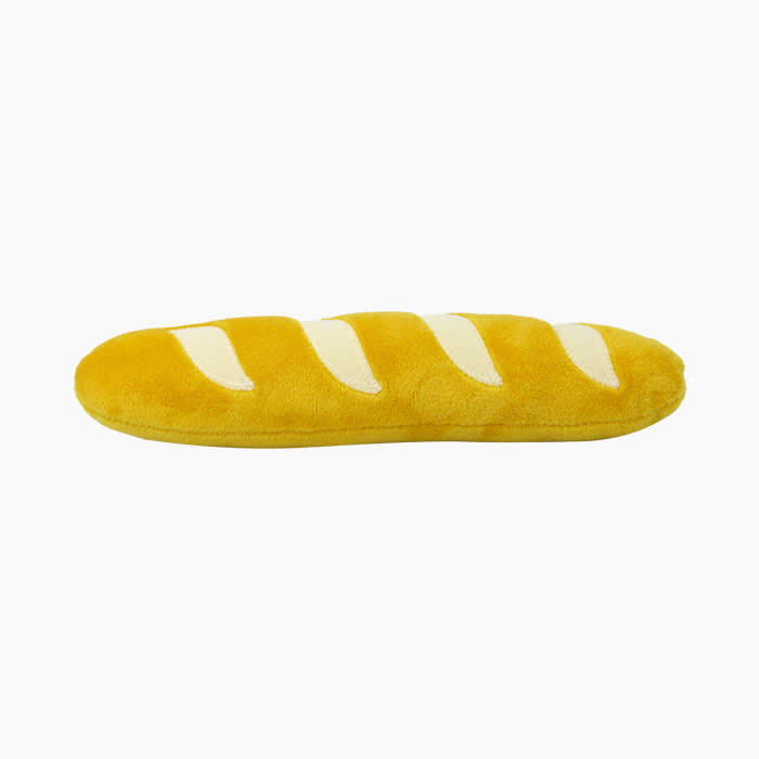 baguette themed cat kicker toy