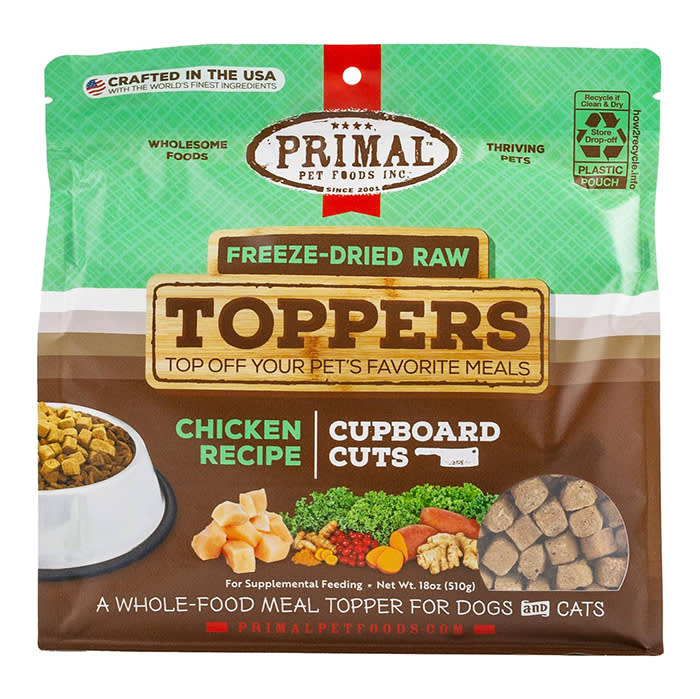 primal food toppers in green and brown bag