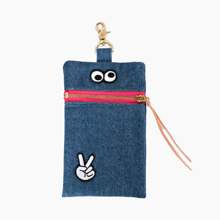 Ari & M Googly Eyes Denim Poop Bag Holder