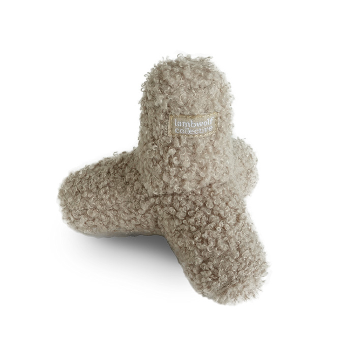 fuzzy catnip cat toy in oat color