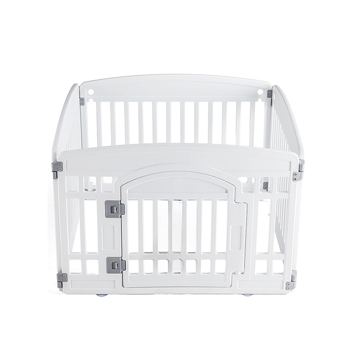 Sweetcrispy Plastic Dog Playpen - 4-Panel 24” Expandable & Durable Pet Fence for Medium Dogs, White